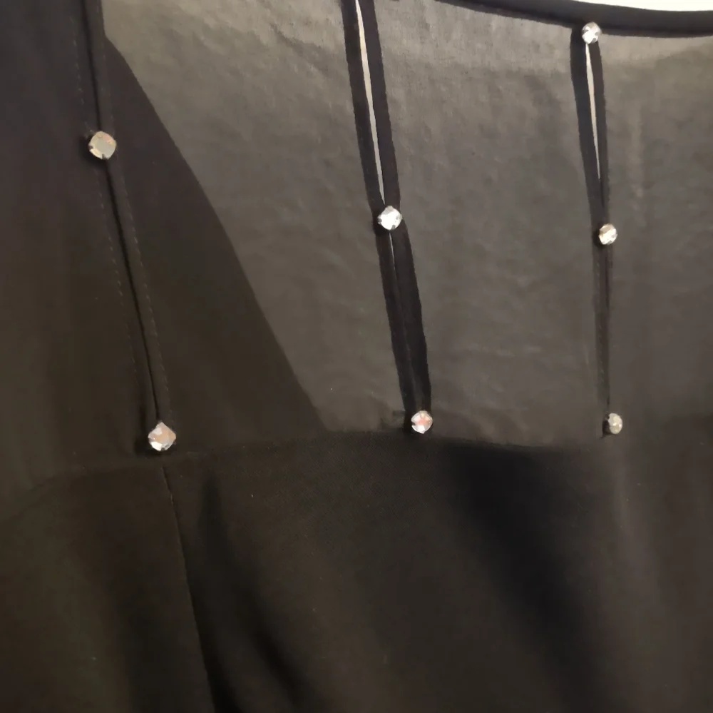 Evan-Picone Black Rhinestone Embellished Drape Back Dress Size 16 - Picture 13 of 16
